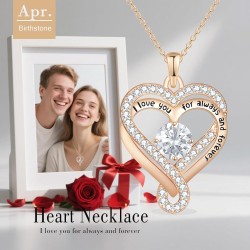 Geburtsstein-Herz-Halsketten für Frauen, Unendlichkeits-Anhänger aus S925-Sterlingsilber, Schmuck für Frauen, Hochzeitstag, Geburtstag, Muttertagsgeschenke für Mutter, Mutter, Ehefrau, Freundin