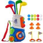 PJG Golf-Set für Kleinkinder, Kunststoff-Golfschläger für Kinder im Alter von 1 2 3 4 5 Jahren mit 4 Golfschlägern und 10 Bällen, Golfspielzeug für Kleinkinder im Innen- und Außenbereich mit Wagen für Jungen und Mädchen zum Geburtstag (blau)
