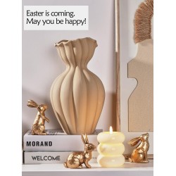 DN DECONATION Goldene Polyresin-Hasen-Dekor-Kaninchenfiguren, Osterhasen-Statue, 3er-Set für frühlingshafte Tischdekoration