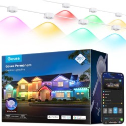 Govee Permanent Outdoor Lights Pro, 200 Fuß mit 120 RGBIC-LED-Leuchten für Tages- und Akzentbeleuchtung, 75 Szenenmodi für Außendekoration, IP67 wasserdicht, funktioniert mit Alexa, Google Assistant, Matter, Weiß