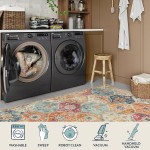 Waschbarer marokkanischer Spalierteppich von Lahome, 2 x 3 Küchenteppiche für den Badezimmereingang, rutschfeste Fußmatte für den Innenbereich, ultradünn, kleiner orientalischer Überwurfteppich für den Schlafzimmereingang, Elise, Creme/Mehrfarbig