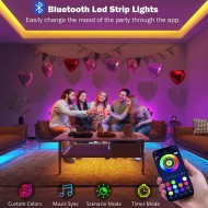 Leeleberd LED-Leuchten für Schlafzimmer, 30 m (2 Rollen à 50 Fuß), Musiksynchronisation, Farbwechsel, RGB-LED-Streifen mit Fernbedienung, App-Steuerung, Bluetooth-LED-Streifen, Lichter für Zimmer, Zuhause, Küche, Party-Dekoration Leeleberd LED-Leuchten für Schlafzimmer, 30 m (2 Rollen à 50 Fuß), Musiksynchronisation, Farbwechsel, RGB-LED-Streifen mit Fernbedienung, App-Steuerung, Bluetooth-LED-Streifen, Lichter für Zimmer, Zuhause, Küche, Party-Dekoration