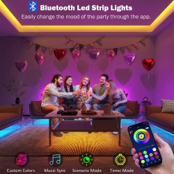Leeleberd LED-Leuchten für Schlafzimmer, 30 m (2 Rollen à 50 Fuß), Musiksynchronisation, Farbwechsel, RGB-LED-Streifen mit Fernbedienung, App-Steuerung, Bluetooth-LED-Streifen, Lichter für Zimmer, Zuhause, Küche, Party-Dekoration