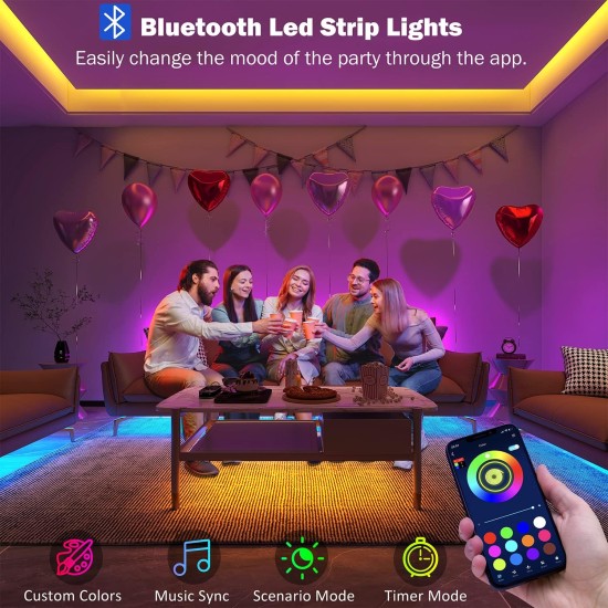 Leeleberd LED-Leuchten für Schlafzimmer, 30 m (2 Rollen à 50 Fuß), Musiksynchronisation, Farbwechsel, RGB-LED-Streifen mit Fernbedienung, App-Steuerung, Bluetooth-LED-Streifen, Lichter für Zimmer, Zuhause, Küche, Party-Dekoration Leeleberd LED-Leuchten für Schlafzimmer, 30 m (2 Rollen à 50 Fuß), Musiksynchronisation, Farbwechsel, RGB-LED-Streifen mit Fernbedienung, App-Steuerung, Bluetooth-LED-Streifen, Lichter für Zimmer, Zuhause, Küche, Party-Dekoration