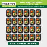 Freshware Meal-Prep-Behälter [50er-Pack] Frischhaltedosen mit 1 Fach und Deckel, Bento-Box, BPA-frei, stapelbar, mikrowellen-/spülmaschinen-/gefriergeeignet (16 oz)