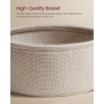 VASAGLE LILEA-Kollektion – Kleiner runder Beistelltisch, moderner Nachttisch mit Stoffkorb, Mattweiß und Kamelbraun ULET223W10