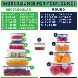 RockBerry 50 Stück große Lebensmittel-Aufbewahrungsbehälter mit Deckel, luftdicht – 85 Unzen bis kleine Behälter – insgesamt 526 Unzen, stapelbares Küchenset – BPA-frei, auslaufsichere Behälter – gefrierschrank- und mikrowellengeeignet
