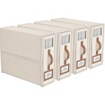 4er-Pack faltbare Bettwäsche-Sets, Organizer und Aufbewahrung (King- und Queen-Size-Größe), Schrank-Organizer aus Leinenstoff mit Fenster, faltbare Bettwäsche-Aufbewahrungsbox für Bettwäsche und Kissenwürfel-Organizer, Beige