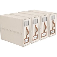 4er-Pack faltbare Bettwäsche-Sets, Organizer und Aufbewahrung (King- und Queen-Size-Größe), Schrank-Organizer aus Leinenstoff mit Fenster, faltbare Bettwäsche-Aufbewahrungsbox für Bettwäsche und Kissenwürfel-Organizer, Beige