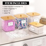 Aufbewahrungsbehälter für Wäschekapseln, übersichtliche Organisation und Lagerung im Waschraum, Behälter für Waschmittelpulver, mit Holzdeckeln und Etiketten, 3 + 1 Packung