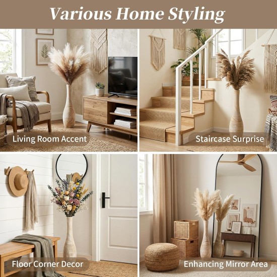 Hanobe-Bodenvase, Heimdekoration: 55,9 cm hohe, dekorative Holzvasen für das Wohnzimmer, große rustikale Bauernhaus-Boho-Vase für Esstisch, Herzstück, Schlafzimmer, Ecke, Flur Hanobe-Bodenvase, Heimdekoration: 55,9 cm hohe, dekorative Holzvasen für das Wohnzimmer, große rustikale Bauernhaus-Boho-Vase für Esstisch, Herzstück, Schlafzimmer, Ecke, Flur