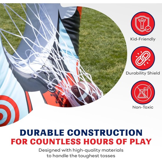 65-Zoll-aufblasbares Fußball-Zielnetz-Wurfspiel – doppelseitiges Wurfübungs-Fußballzubehör mit Minibällen – Hinterhof-Heckklappen-Party-Sportspielzeug für Kinder und Erwachsene