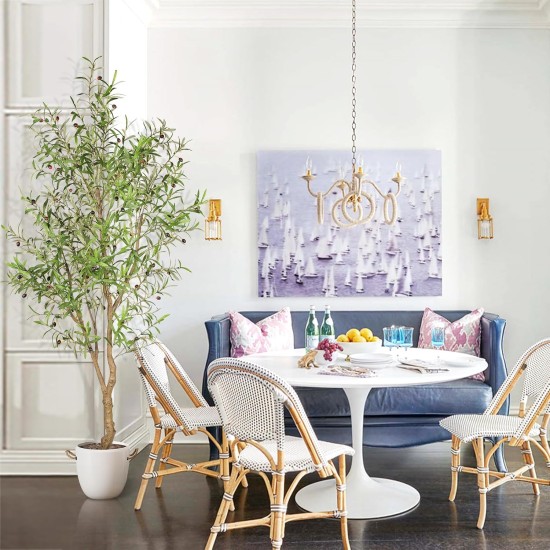 7 Fuß künstlicher Olivenbaum – gefälschter eingetopfter Olivenbaum aus Seide mit Pflanzgefäß, natürliche Olivenzweige und realistische Blätter, künstlicher Baum für Zuhause, Haus, Büro, Dekoration im Innenbereich