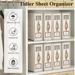 4er-Pack faltbare Bettwäsche-Sets, Organizer und Aufbewahrung (King- und Queen-Size-Größe), Schrank-Organizer aus Leinenstoff mit Fenster, faltbare Bettwäsche-Aufbewahrungsbox für Bettwäsche und Kissenwürfel-Organizer, Beige