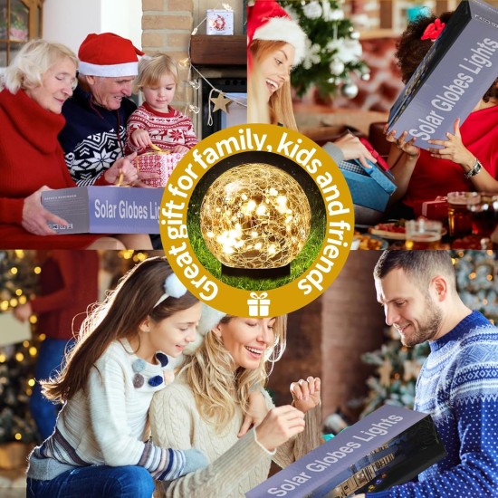 Solar-Kugelleuchten für den Außenbereich, wasserdicht – Kugelleuchten aus zerbrochenem Glas für Garten, Terrasse, Hof, Rasen und Hinterhof-Dekoration – Solarkugeln für Außendekorationen Solar-Kugelleuchten für den Außenbereich, wasserdicht – Kugelleuchten aus zerbrochenem Glas für Garten, Terrasse, Hof, Rasen und Hinterhof-Dekoration – Solarkugeln für Außendekorationen