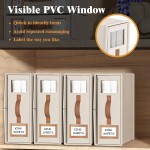 4er-Pack faltbare Bettwäsche-Sets, Organizer und Aufbewahrung (King- und Queen-Size-Größe), Schrank-Organizer aus Leinenstoff mit Fenster, faltbare Bettwäsche-Aufbewahrungsbox für Bettwäsche und Kissenwürfel-Organizer, Beige