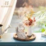 Hanobe Holztablett für Couchtisch: Kerzenhalter, Teller, rund, dekoratives Serviertablett – Vintage-Tischdekoration, rustikale Bauernhaus-Heimdekoration Hanobe Holztablett für Couchtisch: Kerzenhalter, Teller, rund, dekoratives Serviertablett – Vintage-Tischdekoration, rustikale Bauernhaus-Heimdekoration