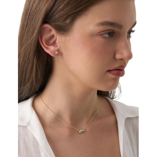 ASHINE 14K vergoldete Doppelherz-Halskette mit Zirkonia, süße zierliche Liebesherz-Halskette für Frauen zum Valentinstag