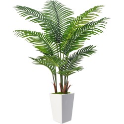 6FT Künstliche Palme, hohe künstliche Palme für den Innenbereich mit künstlichen Pflanzen, hohe künstliche Pflanzen mit lebensechten Blättern für die Heim- und Bürodekoration (weiß)