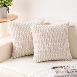 Packung mit 2 dekorativen Cord-Kissenbezügen, 45,7 x 45,7 cm, weich gestreifte Kissenbezüge, moderne Bauernhaus-Heimdekoration für Sofa, Wohnzimmer, Couch, Bett (cremeweiß) Packung mit 2 dekorativen Cord-Kissenbezügen, 45,7 x 45,7 cm, weich gestreifte Kissenbezüge, moderne Bauernhaus-Heimdekoration für Sofa, Wohnzimmer, Couch, Bett (cremeweiß)