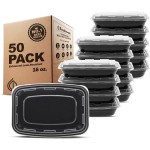 Freshware Meal-Prep-Behälter [50er-Pack] Frischhaltedosen mit 1 Fach und Deckel, Bento-Box, BPA-frei, stapelbar, mikrowellen-/spülmaschinen-/gefriergeeignet (16 oz)