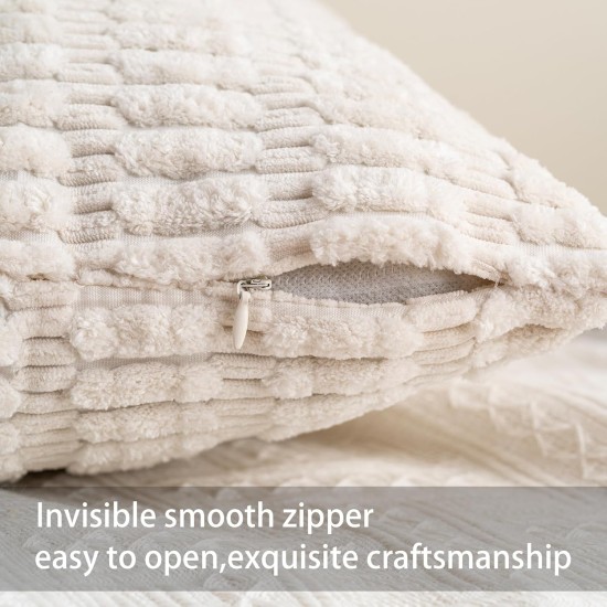 Packung mit 2 dekorativen Cord-Kissenbezügen, 45,7 x 45,7 cm, weich gestreifte Kissenbezüge, moderne Bauernhaus-Heimdekoration für Sofa, Wohnzimmer, Couch, Bett (cremeweiß) Packung mit 2 dekorativen Cord-Kissenbezügen, 45,7 x 45,7 cm, weich gestreifte Kissenbezüge, moderne Bauernhaus-Heimdekoration für Sofa, Wohnzimmer, Couch, Bett (cremeweiß)