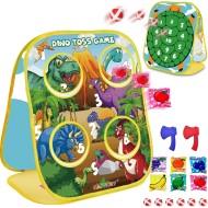 3-in-1-Dinosaurier-Futter-Sitzsack-Wurfspiel für Jungen und Kleinkinder im Alter von 3 4 bis 5 Jahren, Osterkörbchenfüller, Outdoor-Spielzeug außerhalb des Hinterhofrasens, Indoor-Familienpartyspiel, Geburtstagsgeschenke für 3–5 Vorschulkinder