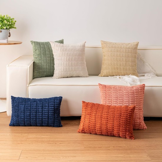 Packung mit 2 dekorativen Cord-Kissenbezügen, 45,7 x 45,7 cm, weich gestreifte Kissenbezüge, moderne Bauernhaus-Heimdekoration für Sofa, Wohnzimmer, Couch, Bett (cremeweiß) Packung mit 2 dekorativen Cord-Kissenbezügen, 45,7 x 45,7 cm, weich gestreifte Kissenbezüge, moderne Bauernhaus-Heimdekoration für Sofa, Wohnzimmer, Couch, Bett (cremeweiß)