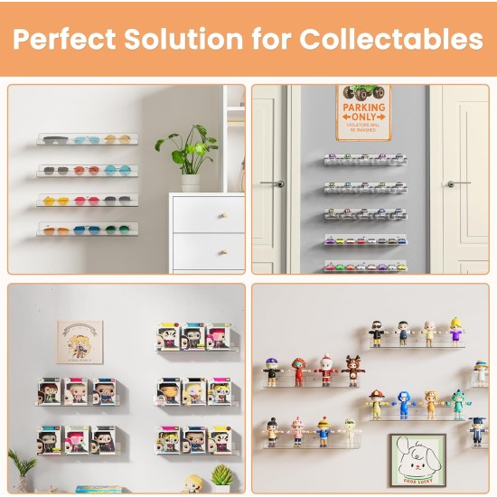 upsimples Acryl-Regale für Badezimmer-Aufbewahrung, 38,1 cm große schwebende Regale, Wand-Organizer für Parfüm, Make-up, Hautpflege, Kinder-Bücherregal für Schlafzimmer, Kinderzimmer, Wohnzimmer-Dekoration, transparent, 4 Stück