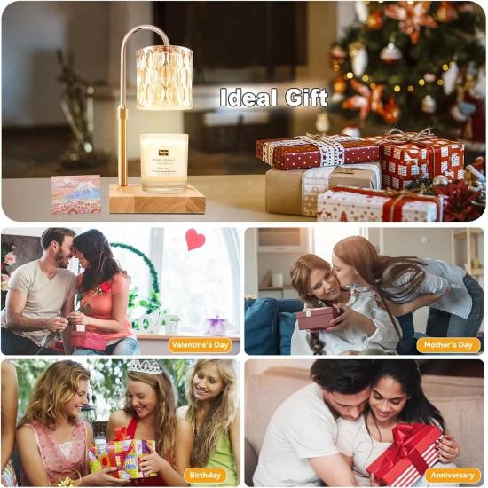 Kerzenwärmerlampe mit 3 Glühbirnen, höhenverstellbarer dimmbarer Kerzenwärmer mit Timer, Kerzenlampe mit bezauberndem Geschenkband, Geburtstagsgeschenke für Frauen und Mütter, Einweihungsgeschenke, neue Heimdekoration