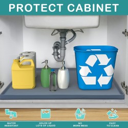 URMONA wasserdichte Silikon-Unterwaschbeckenmatte, 78,7 x 55,9 cm, Regaleinlage für Küche und Badezimmer, Schrank- und Thekenschutz, Aufbewahrung und Organizer, Katzentoilette, Utensilien für Haustiere, Katzen und Welpen (dunkelgrau)